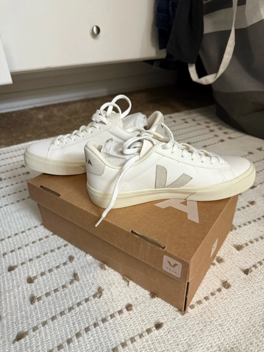 Veja Women's Campo Leather Sneaker in Cream and Beige - Picture 5 of 5